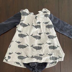 Whale print long sleeve layette